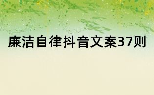 廉潔自律抖音文案37則