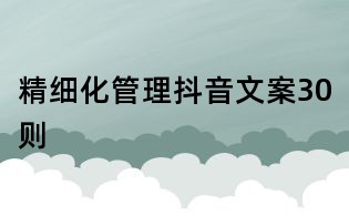 精細化管理抖音文案30則