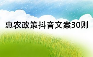 惠農政策抖音文案30則