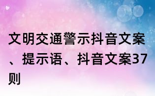 文明交通警示抖音文案、提示語、抖音文案37則