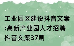 工業園區建設抖音文案:高新產業園人才招聘抖音文案37則