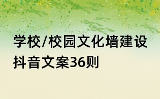 學(xué)校/校園文化墻建設(shè)抖音文案36則
