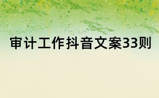審計工作抖音文案33則