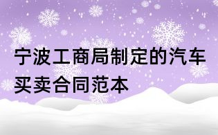 寧波工商局制定的汽車買賣合同范本