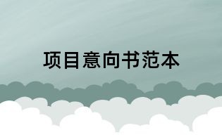 項目意向書范本