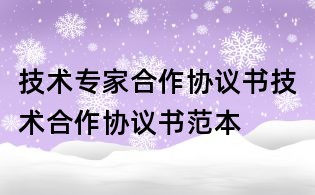 技術專家合作協議書技術合作協議書范本