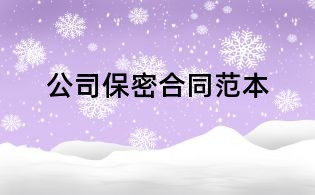 公司保密合同范本