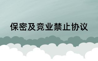 保密及競業禁止協議