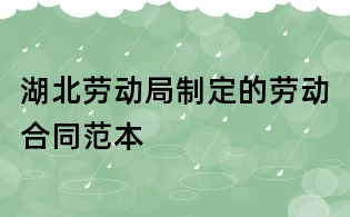 湖北勞動(dòng)局制定的勞動(dòng)合同范本
