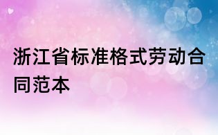 浙江省標準格式勞動合同范本