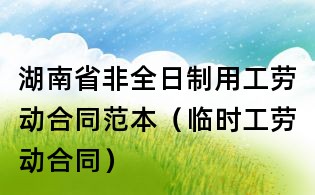 湖南省非全日制用工勞動合同范本(臨時工勞動合同)