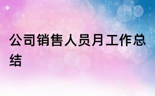 公司銷售人員月工作總結