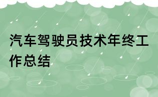汽車駕駛員技術年終工作總結