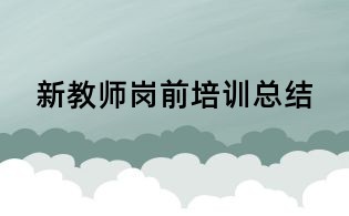 新教師崗前培訓總結