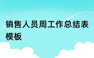 銷售人員周工作總結表模板