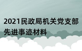 2021民政局機關黨支部先進事跡材料