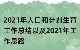 2021年人口和計(jì)劃生育工作總結(jié)以及2021年工作思路