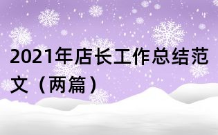 2021年店長工作總結(jié)范文(兩篇)