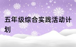 五年級綜合實踐活動計劃