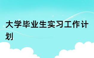 大學(xué)畢業(yè)生實習(xí)工作計劃
