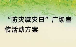 “防災減災日”廣場宣傳活動方案