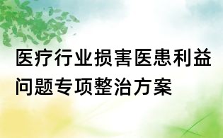 醫療行業損害醫患利益問題專項整治方案