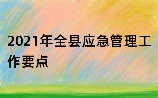 2021年全縣應急管理工作要點