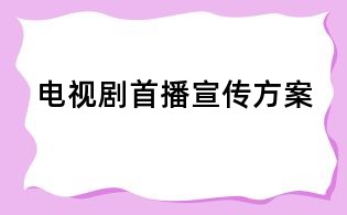 電視劇首播宣傳方案