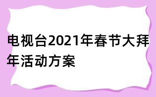 電視臺2021年春節大拜年活動方案