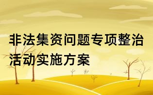 非法集資問題專項整治活動實施方案