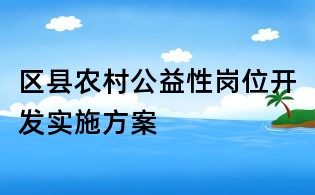 區縣農村公益性崗位開發實施方案