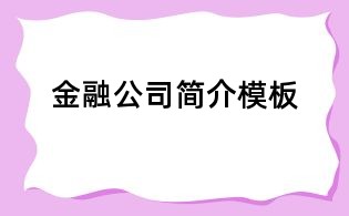 金融公司簡(jiǎn)介模板