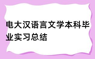 電大漢語言文學本科畢業實習總結