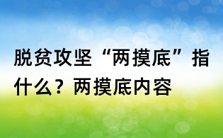 脫貧攻堅“兩摸底”指什么?兩摸底內容