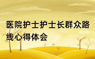醫院護士護士長群眾路線心得體會