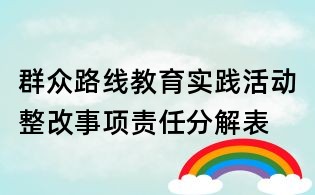 群眾路線教育實踐活動整改事項責(zé)任分解表