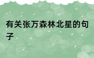 有關張萬森林北星的句子