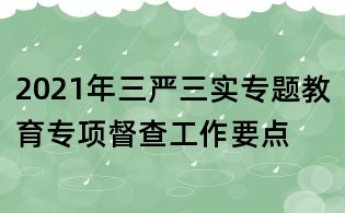 2021年三嚴三實專題教育專項督查工作要點