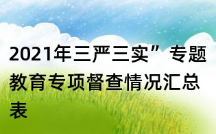 2021年三嚴三實”專題教育專項督查情況匯總表