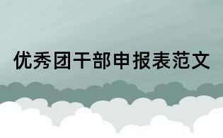 優(yōu)秀團干部申報表范文