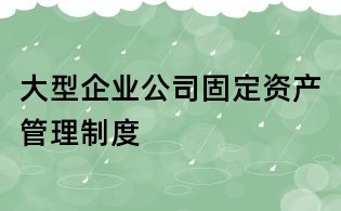 大型企業公司固定資產管理制度