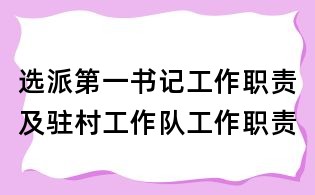 選派第一書記工作職責及駐村工作隊工作職責