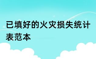 已填好的火災損失統計表范本