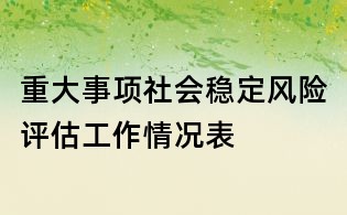 重大事項社會穩(wěn)定風險評估工作情況表