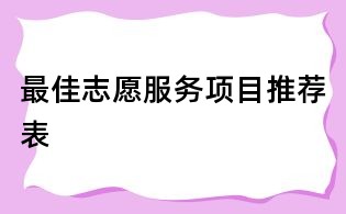 最佳志愿服務(wù)項(xiàng)目推薦表