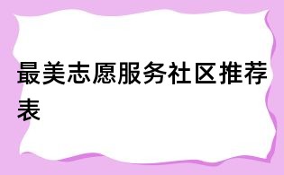 最美志愿服務社區推薦表