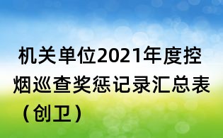 機(jī)關(guān)單位2021年度控?zé)熝膊楠?jiǎng)懲記錄匯總表（創(chuàng)衛(wèi)）