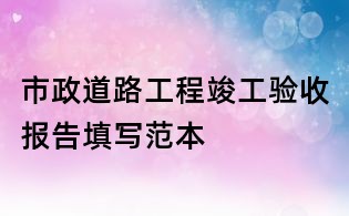 市政道路工程竣工驗收報告填寫范本