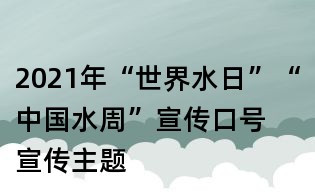2021年“世界水日”“中國水周”宣傳口號 宣傳主題