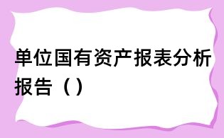 單位國有資產報表分析報告（）